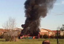 Bus in fiamme a Pegognaga, passeggeri e autista incolumi