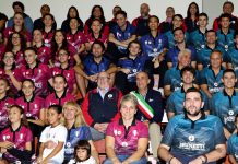 Tennis tavolo – Sciannimanico: “Sport in secondo piano di fronte all’emergenza” Franco Sciannimanico tra giocatori, tecnici e dirigenti della Brunetti