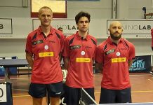 Tennis tavolo maschile – La PaninoLab festeggia la promozione in B1 Dmitriy Samsonov, Marco Frigeri e Dario Vincenzo Sanzio