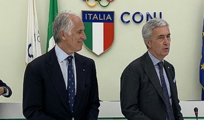 Giovanni Malagò (Coni) e Cosimo Sibilia (Lnd)