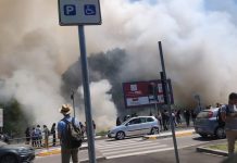 Rogo di piumini zona Te Brunetti, traffico in tilt. Sul posto i vigili del fuoco