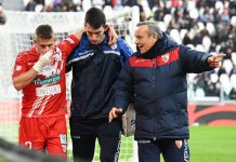 Calcio Serie C – Riparte il Mantova: oggi doppia seduta, occhi su Pinton e Messori Pinton Matteo (Mantova) infortunio (2)