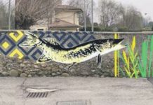 Il luccio in un maxi murales realizzato dagli studenti