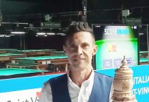 Biliardo – Il goitese Milani sale sul podio (è 3°) ai Campionati Italiani di 2ª Categoria Simone Milani del Biliards Time di Goito