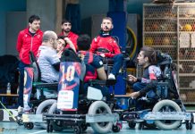 POWERCHAIR HOCKEY – I neo-scudettati Warriors sfidano la Nazionale nel “Memorial Merlino” a San Benedetto Po macron_warriors_time_out_3136977