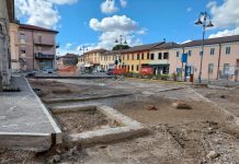 Tracce della vecchia Villimpenta riaffiorate dagli scavi in piazza Roma