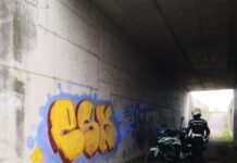 Graffitaro sorpreso e denunciato dalla Polizia locale mentre completa una sua “opera”