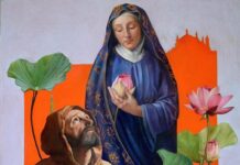 La Madonna e San Francesco nel borgo di Grazie con i colori di Giulia Monzani