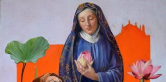 La Madonna e San Francesco nel borgo di Grazie con i colori di Giulia Monzani