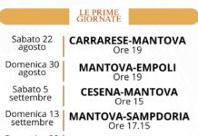Mantova, esordio sabato 22 alle 19 a Carrara