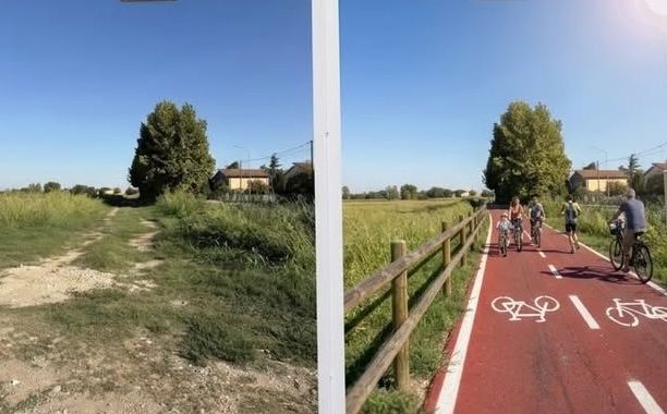 Lo stato attuale del terreno e il rendering della futura ciclabile_4142071